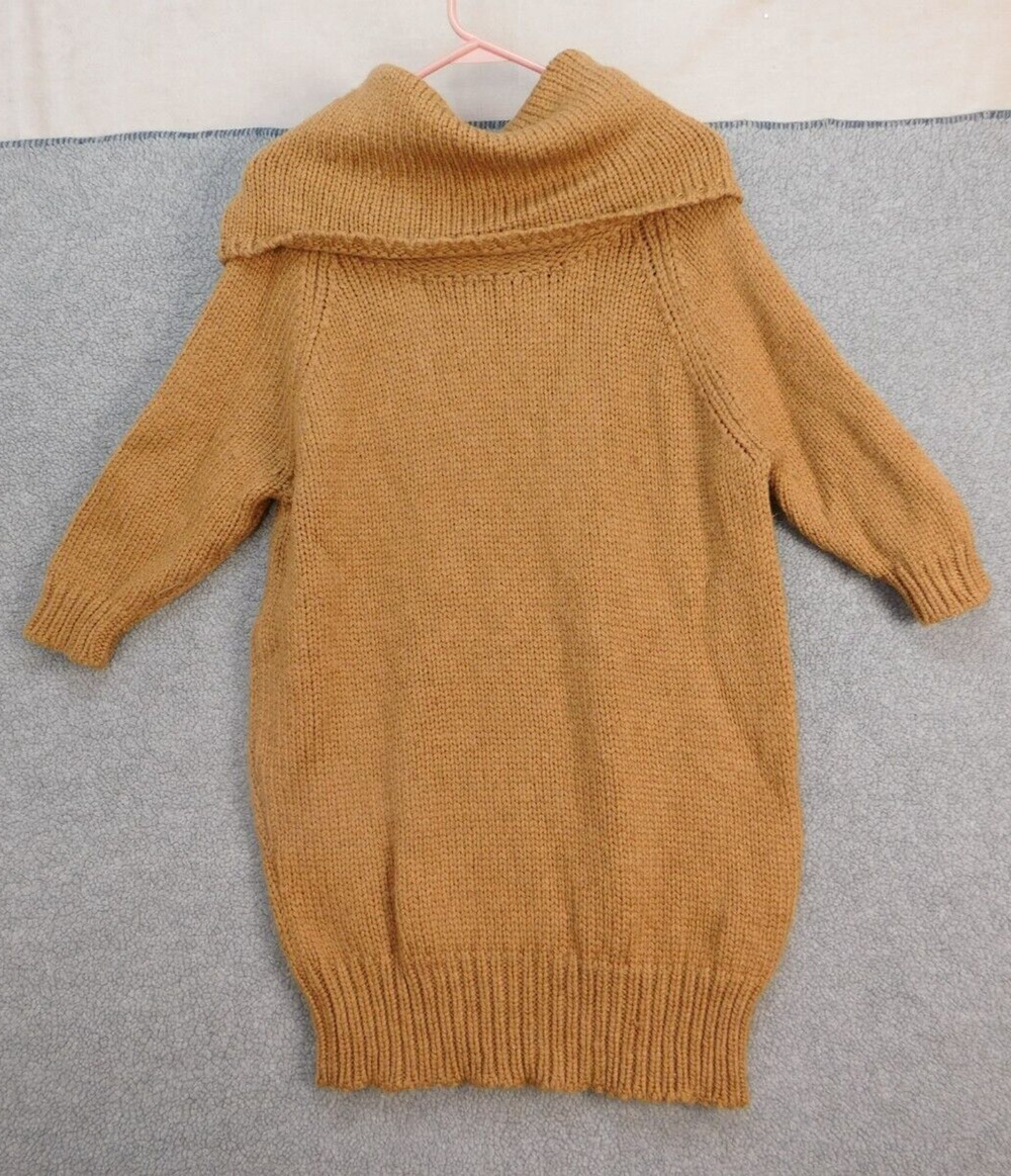 Leith Merino Wool 3/4 Sleeve Turtleneck Sweater Women's M Brown